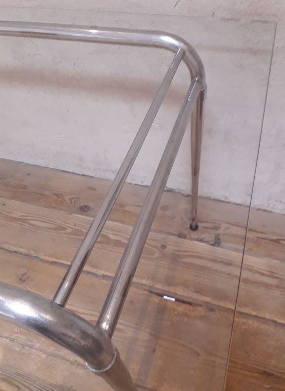 Desk table 120x76cm chrome metal and glass