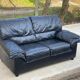 2 seater black leather convertible sofa 150cm