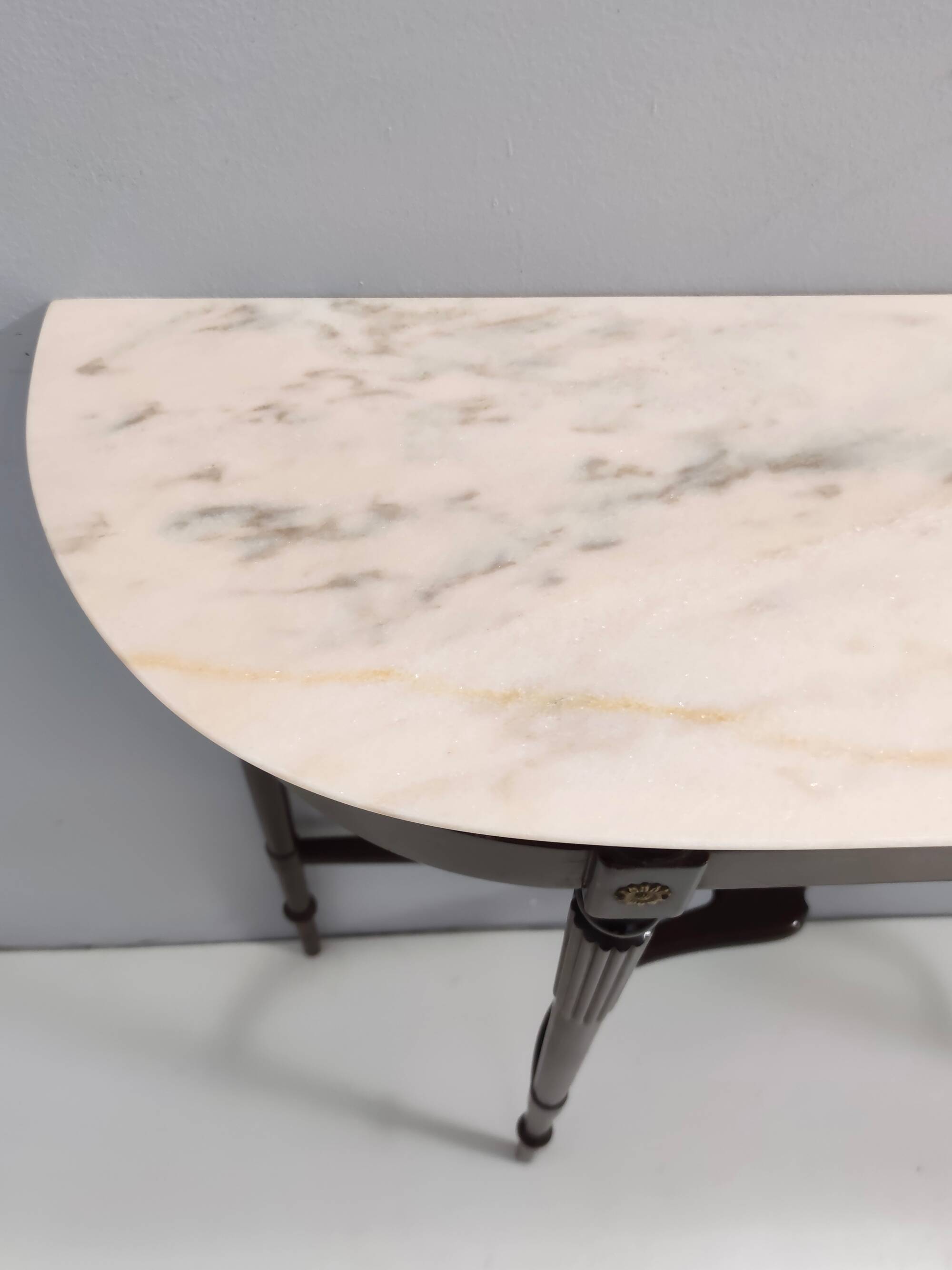 Vintage beech console table with portuguese pink marble top, italy