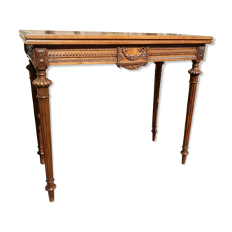 Console table à jeux en noyer sculpté d'époque XIXème