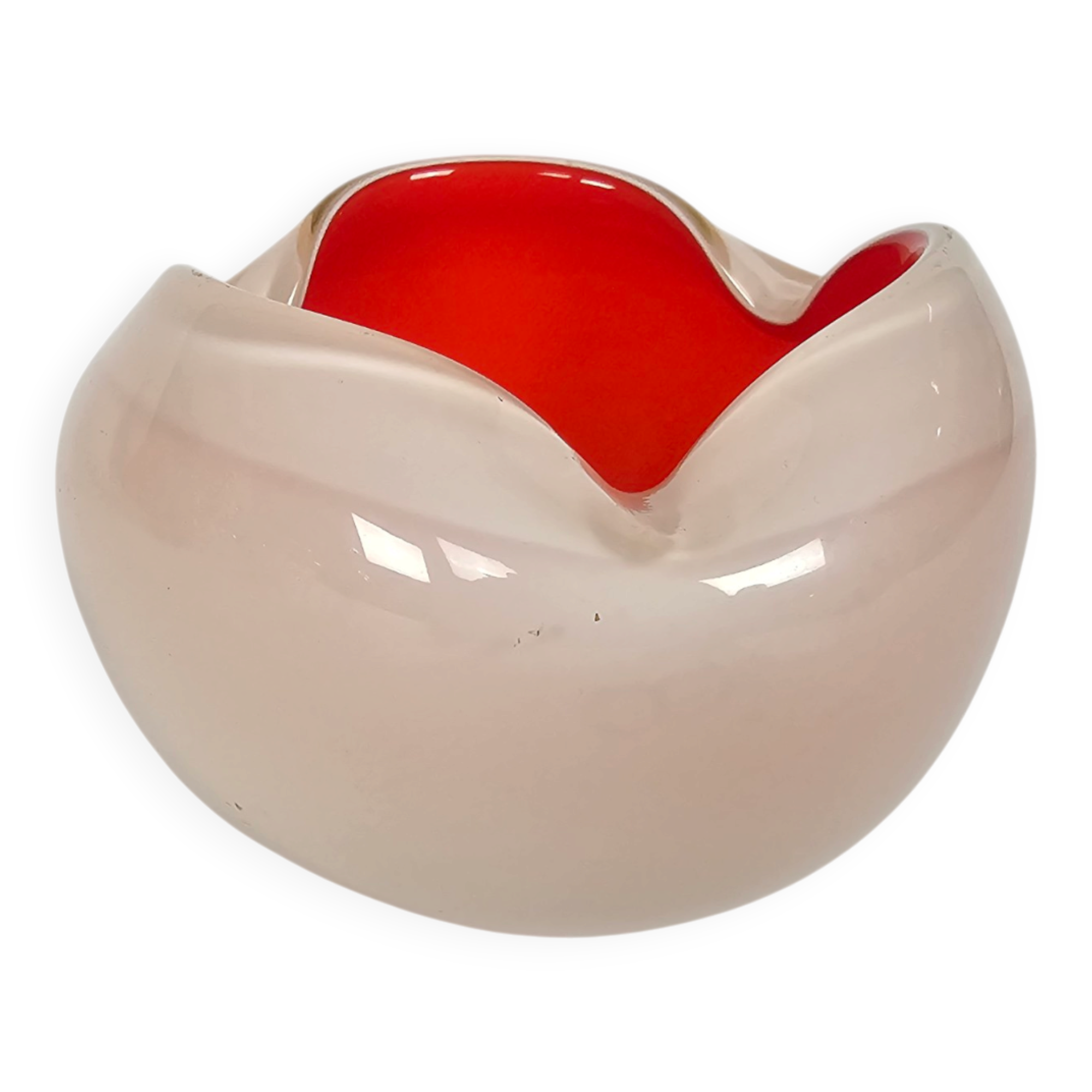 Murano - Alfredo Barbini - opaline glass - orange/white - Italy - 60's