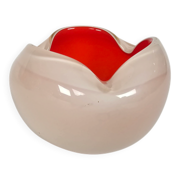 Murano - Alfredo Barbini - opaline glass - orange/white - Italy - 60's