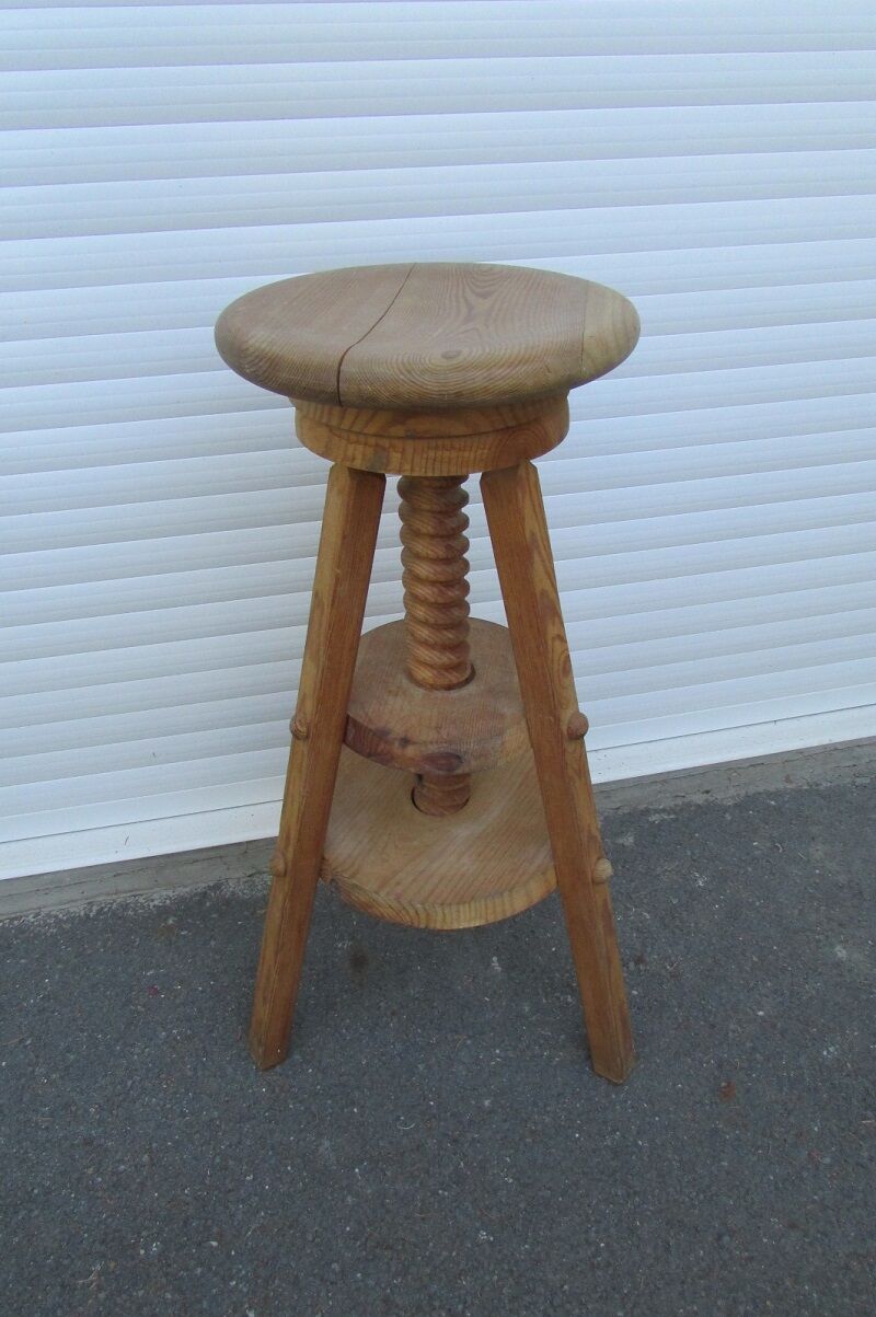 Pine industrial architect's tripod stool