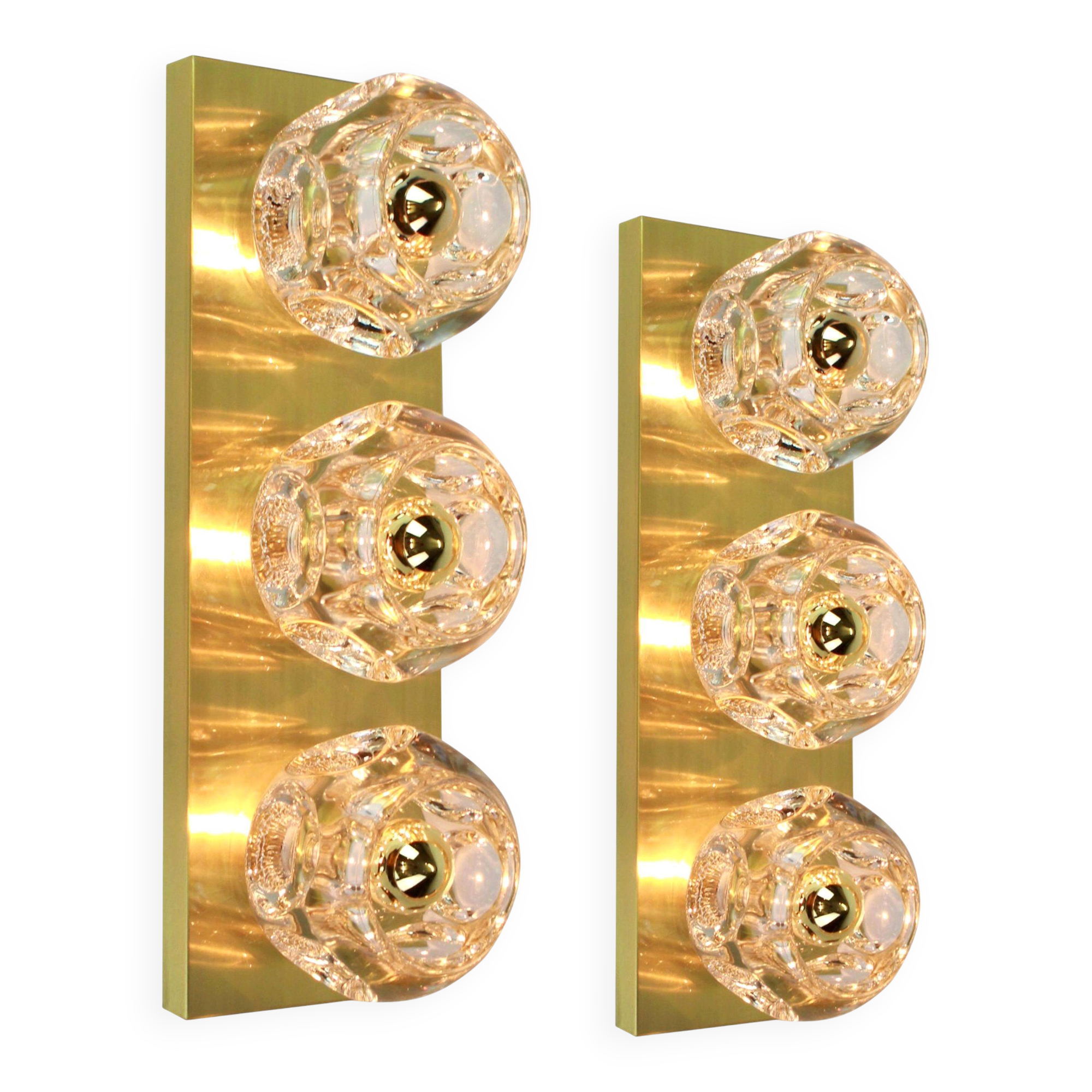 Pair of wall sconces in crystal glass designed by Sciolari for Peill & Putzler.
