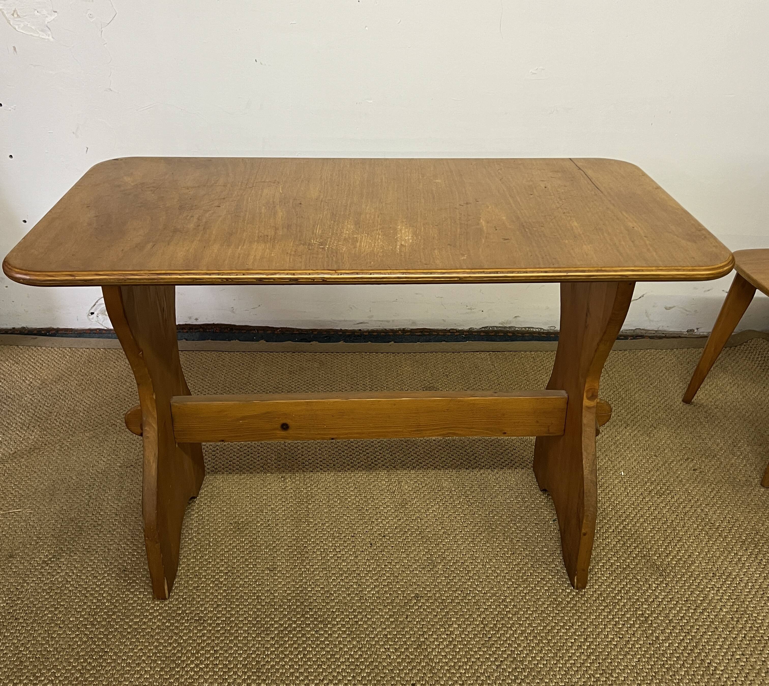 Vintage wooden table and 4 chairs set