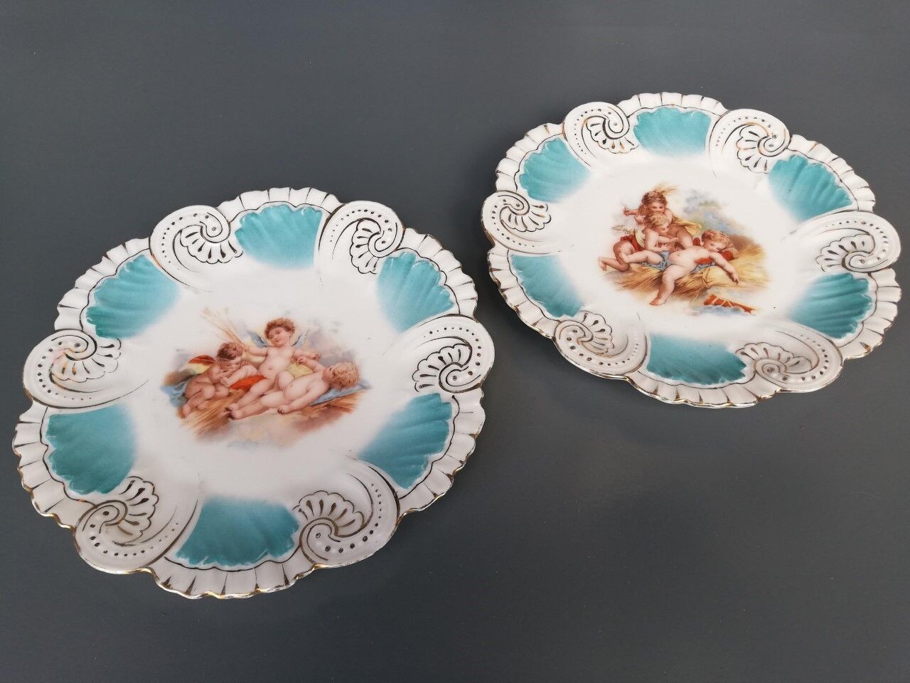 Pair of antique ceramic plates.