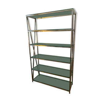 Industrial style stainless steel and glass shelves