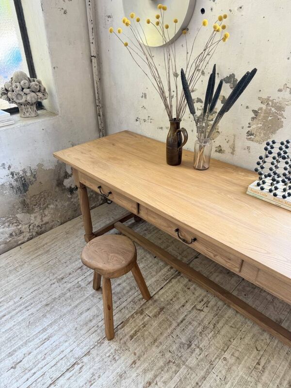 Table de drapier console 1950 chêne 2m