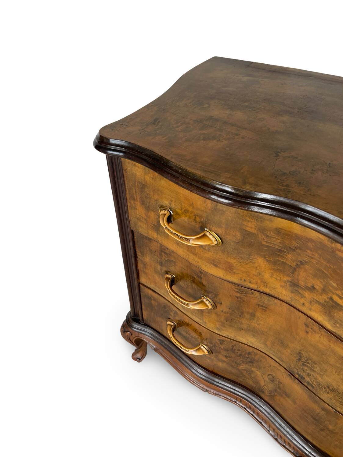Commode italienne Art déco en loupe de noyer, années 1940-50