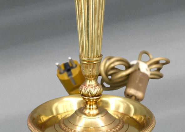 Empire Style Solid Bronze Bouillotte Lamp with Sheet Metal Shade