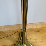 Lampadaire Art Déco époque début XXe en laiton massif, abat jour chapiteau