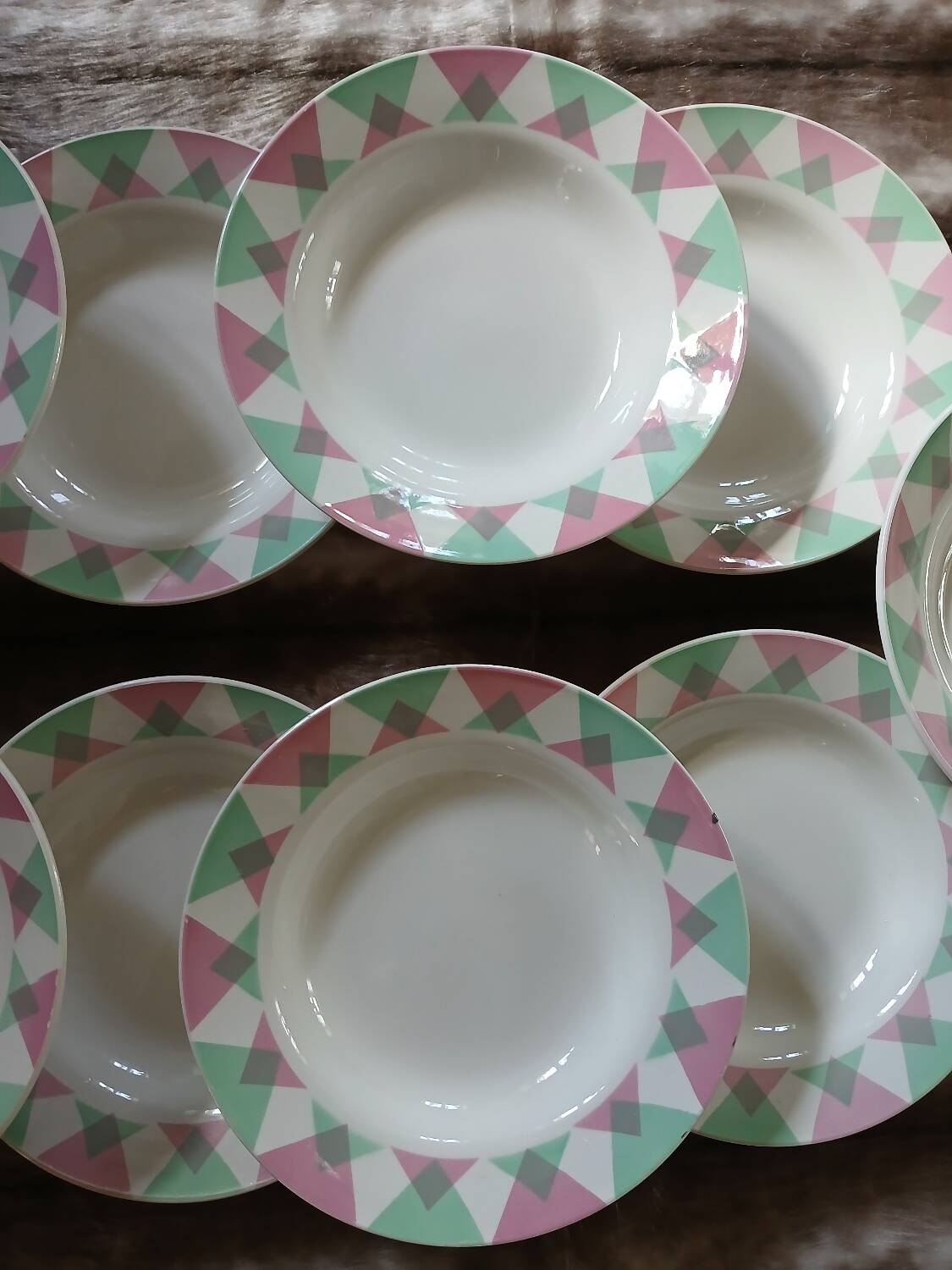 11 antique deep plates from Digoin and Sarreguemines