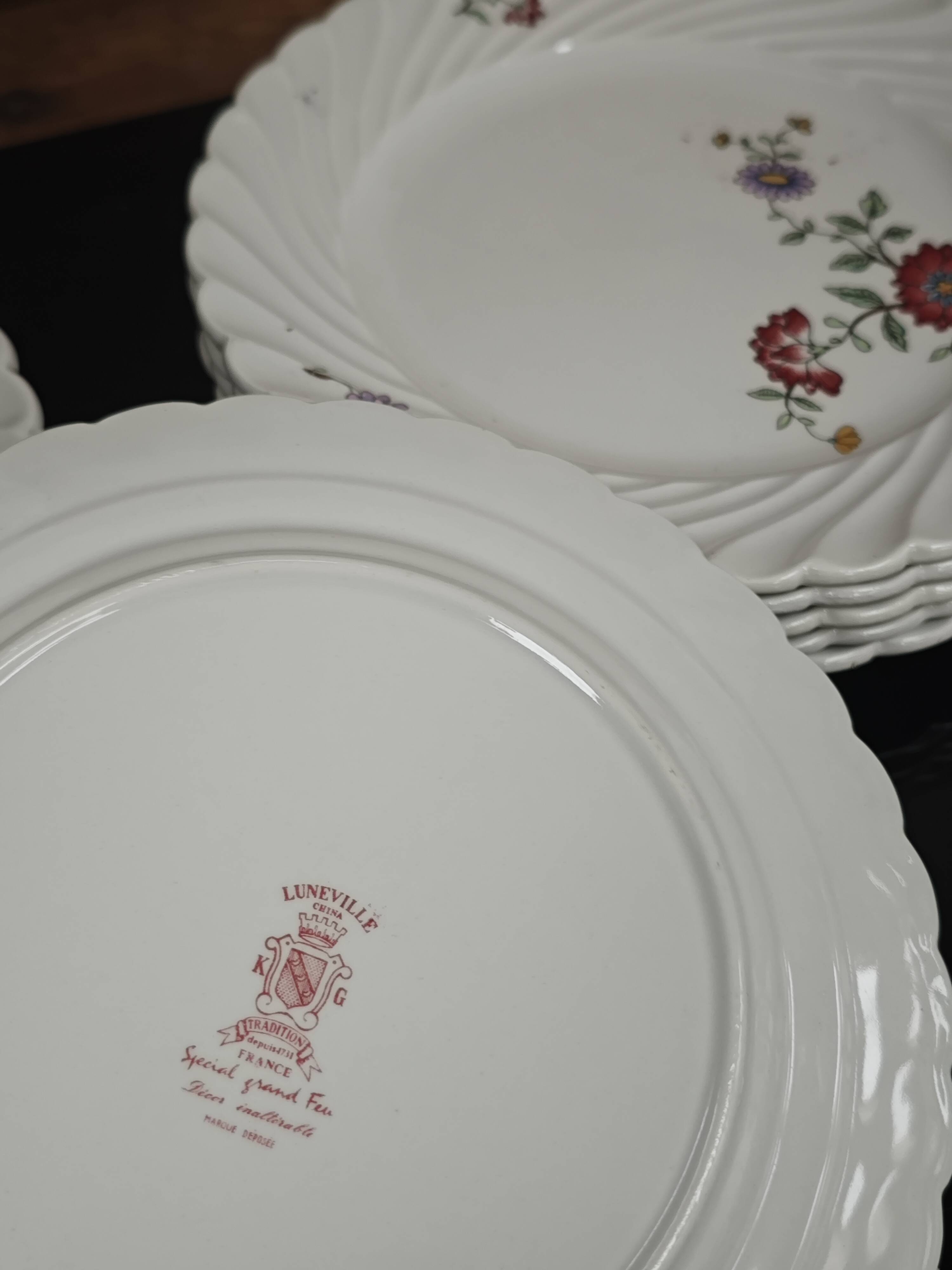 Lot de 6 assiettes à dessert KG Lunéville Service Fleurs des Indes