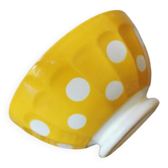 Old yellow polka dot bowl