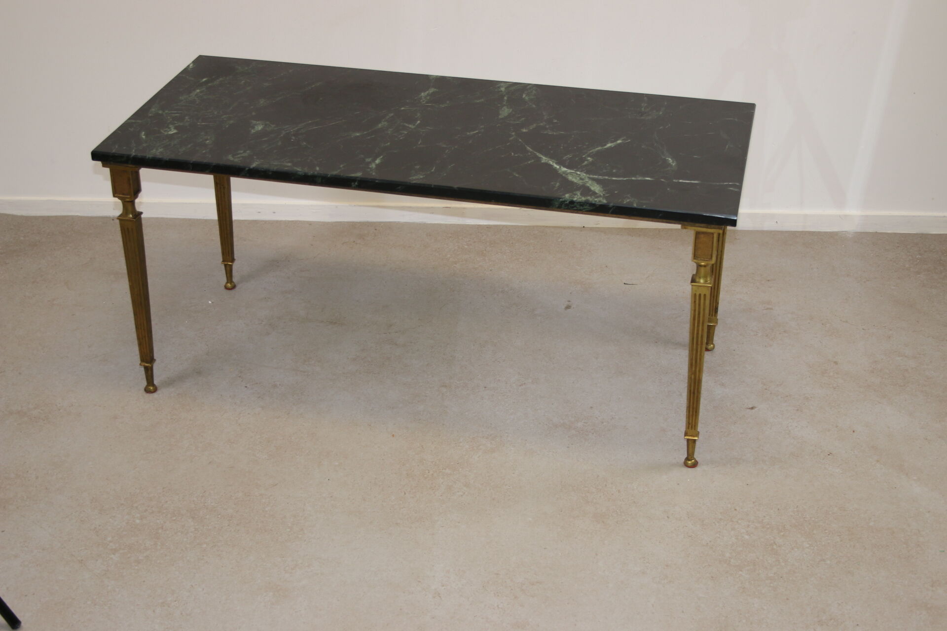 French coffee table with italian green leaf marble leaf