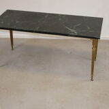 French coffee table with italian green leaf marble leaf