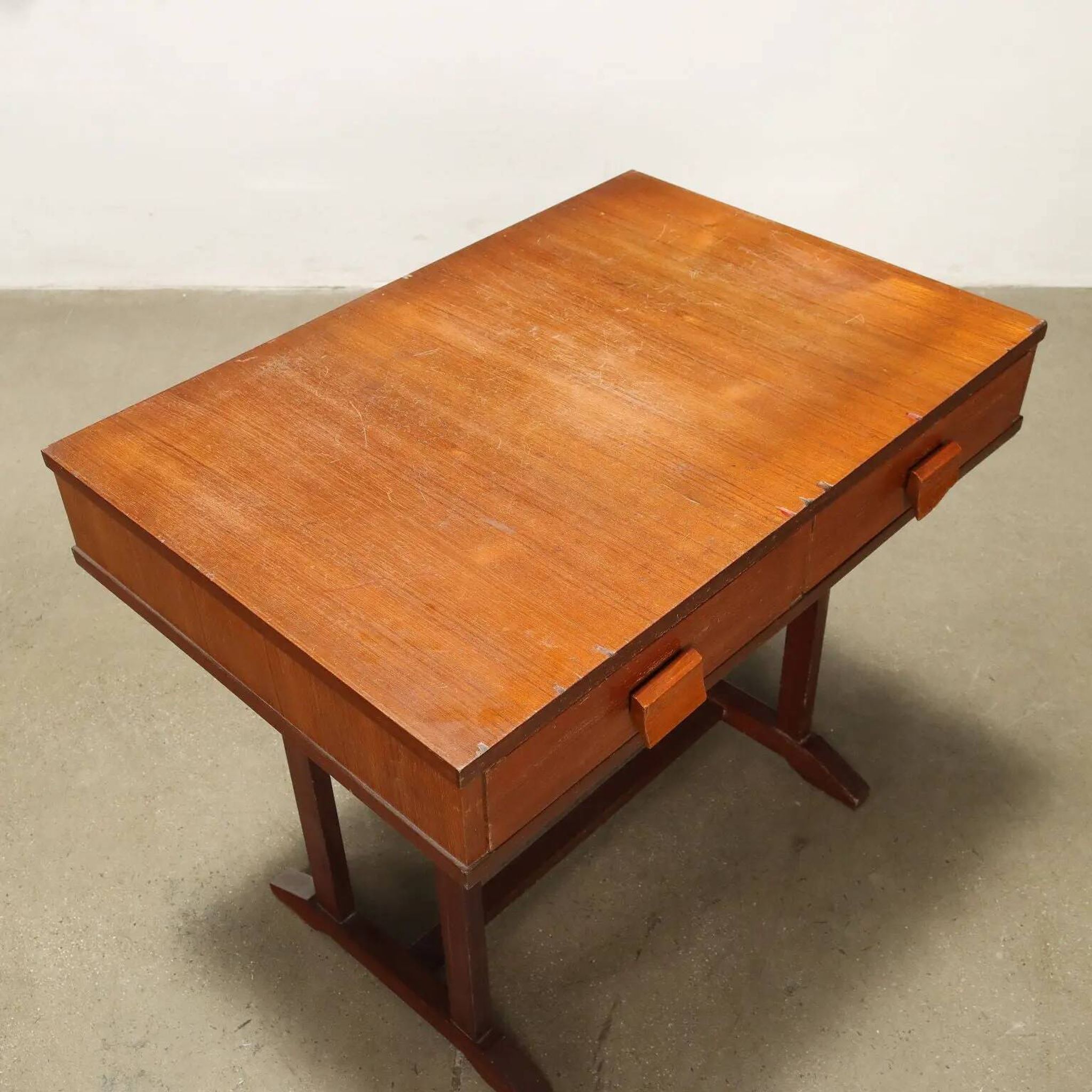 Small vintage table with drawers, teak veneer, 1960s.