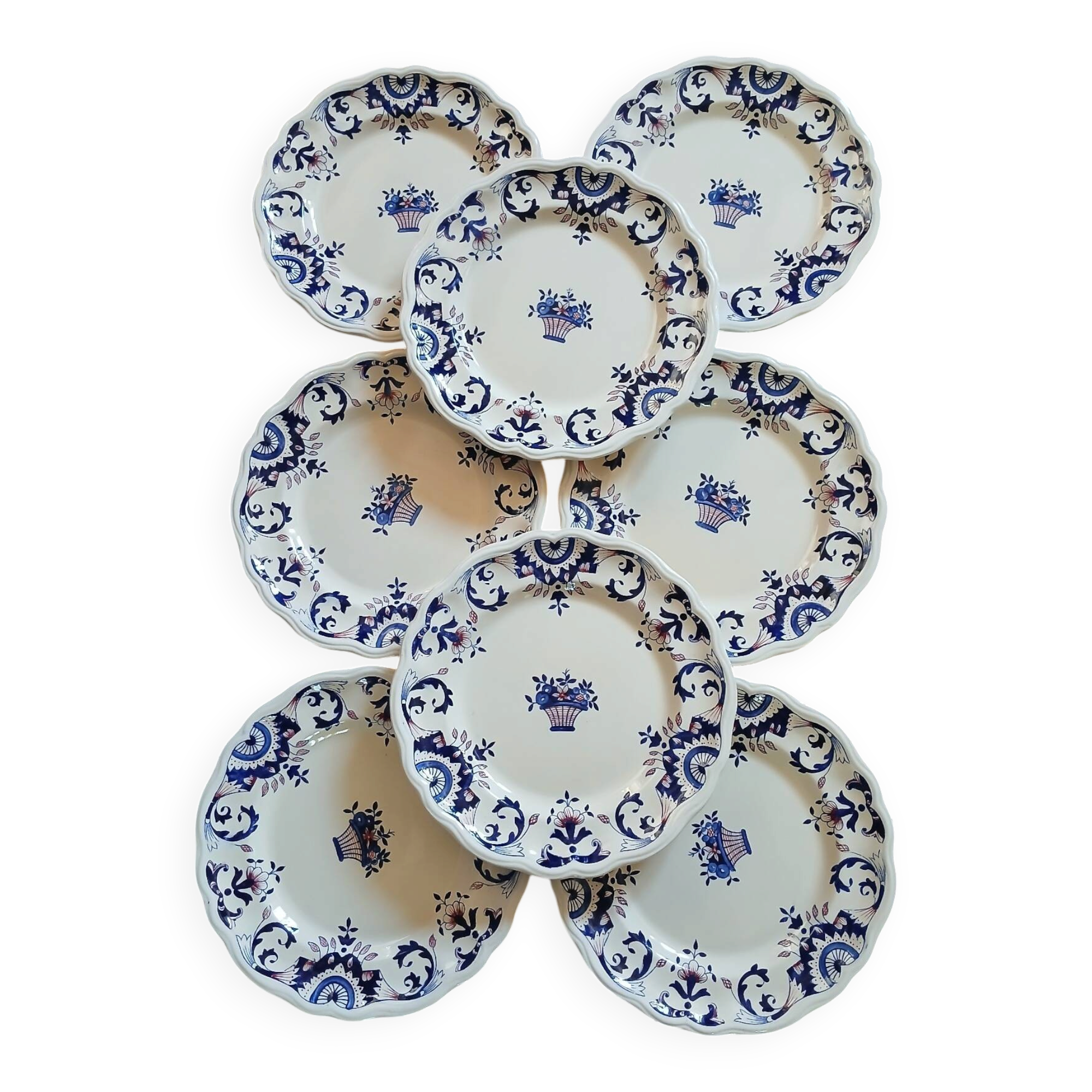 8 flat plates in Longchamp ironstone