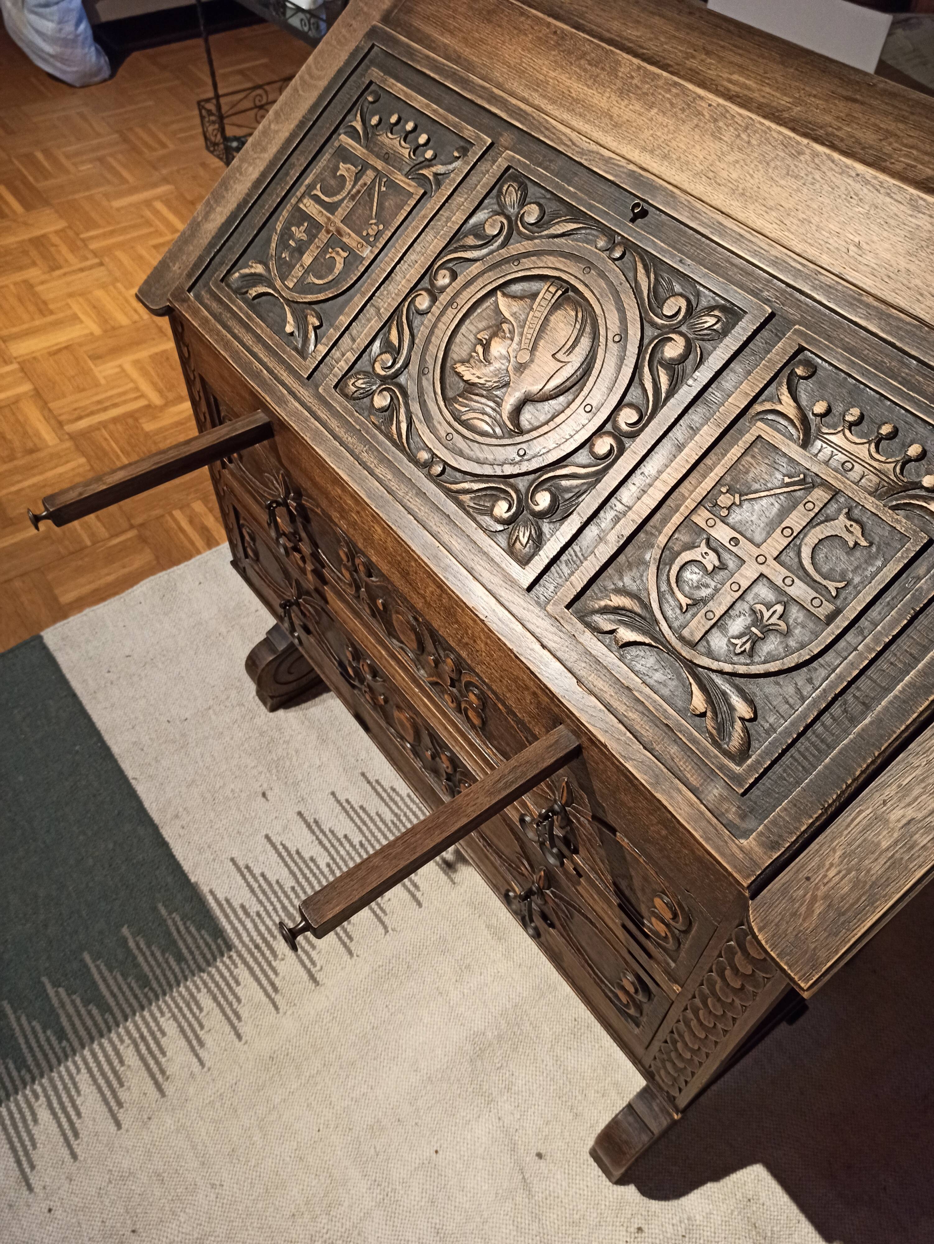 Secretary carved coat of arms of the Dauphiné