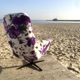 Fauteuil pivotant polonais vintage WEGA des années 70 en velours