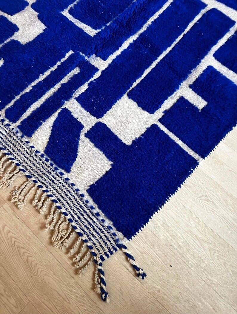 Handmade traditional Berber rug 2/3 m blue