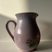 Vintage purple carafe with field flower patterns H:20cm