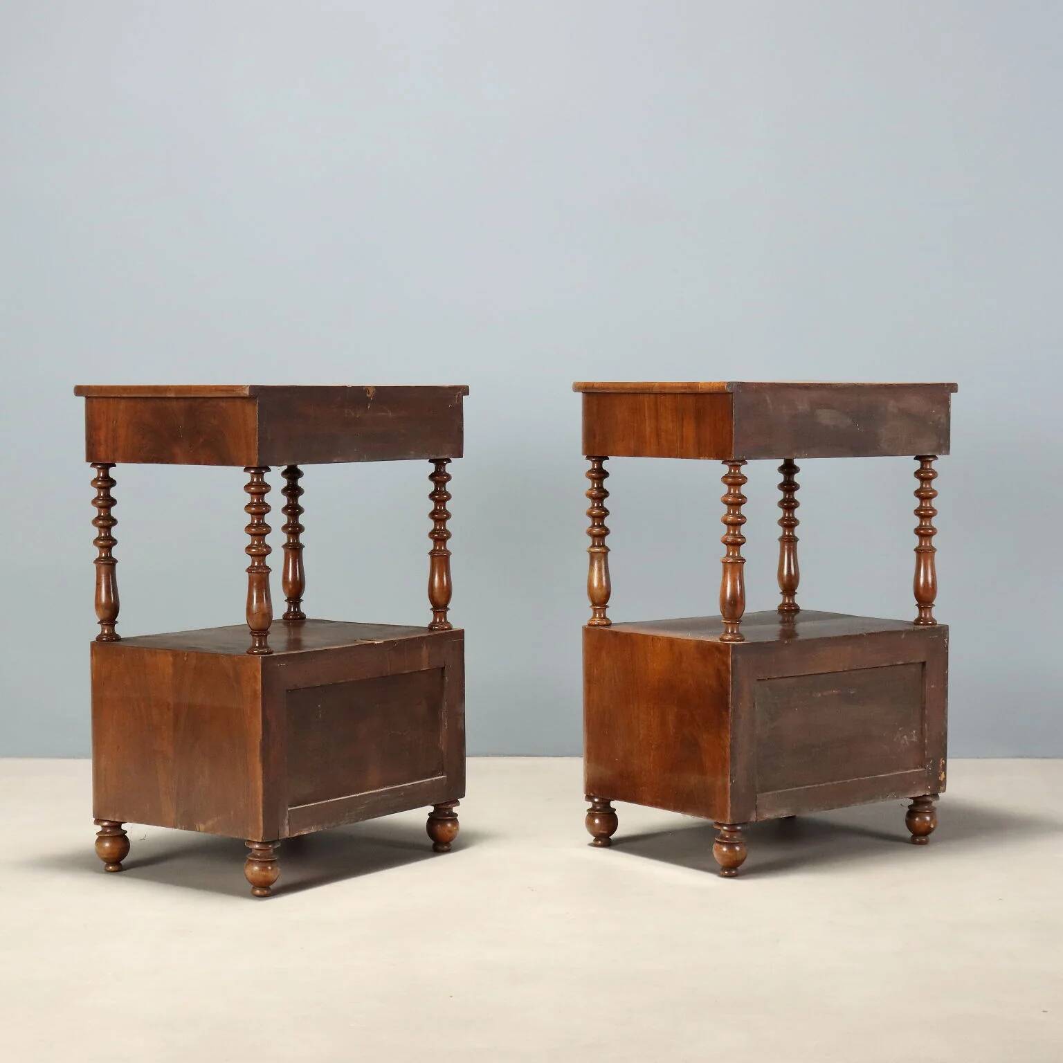 Pair of Louis-Philippe bedside tables in walnut.