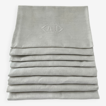 8 serviettes en fil de lin, trousseau d'Amandine