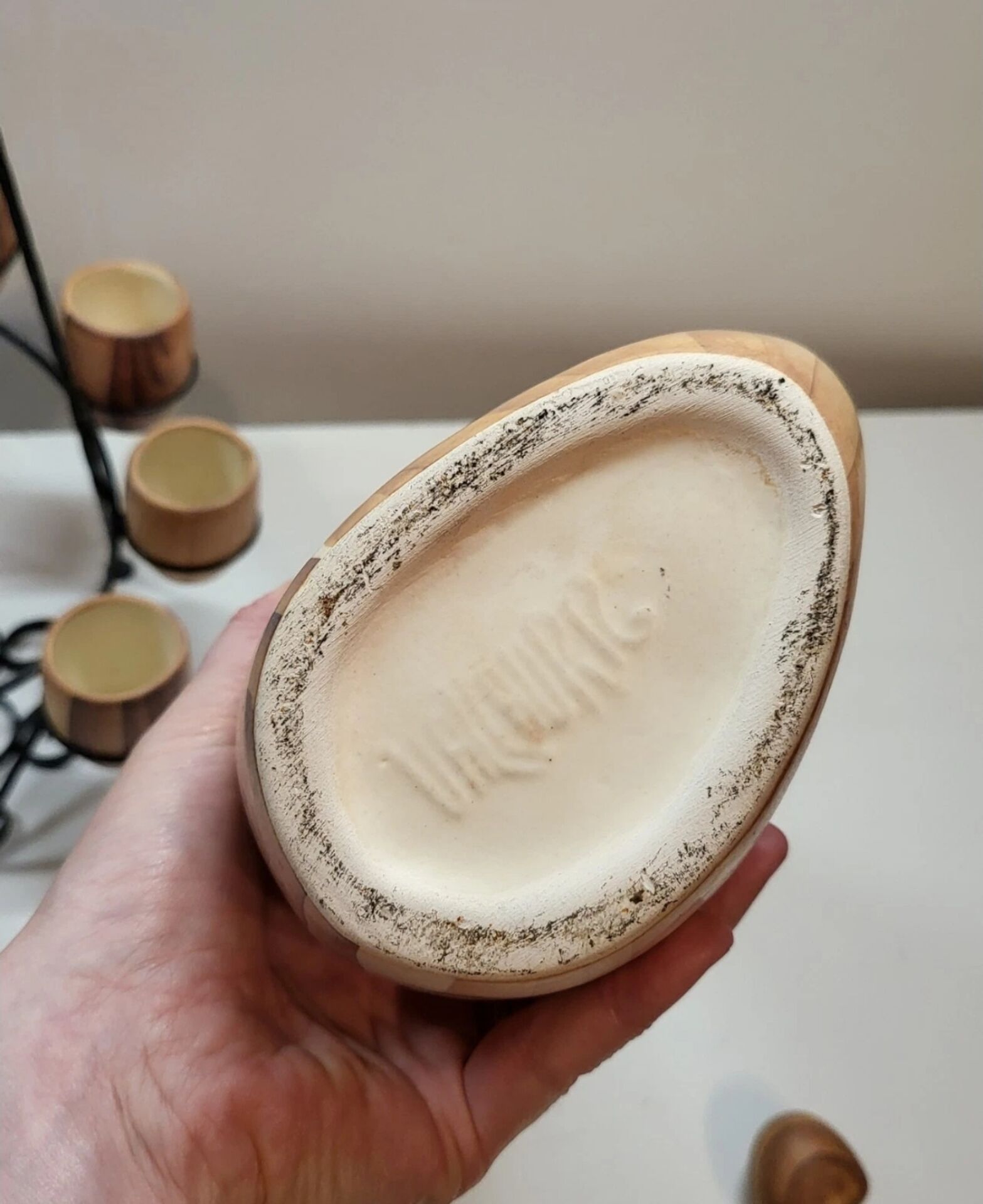 Liqueur service Vallauris ceramic faux wood