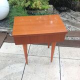 Varnished wooden bedside table Scandinavian style / vintage 60s-70s