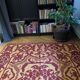 Vintage Romanian carpet floral design brown on yellow background 251x150cm