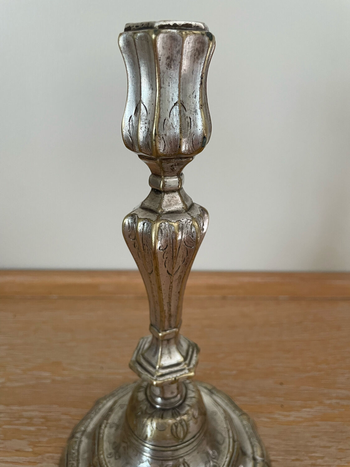 Louis XIV style silver metal candle holder