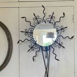 Miroir soleil lumineux en  fer forgé