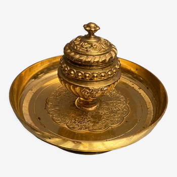 Inkwell nineteenth in gilded bronze Louis XIII style