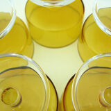 5 glasses of tempered glass champagne - amber yellow color - Cavalier Luminarc France - vintage year old