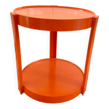 Round orange plastic side table 1970