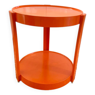 Table d’appoint ronde plastique orange 1970