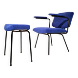 Vintage armchair and its footrest from around 1950.