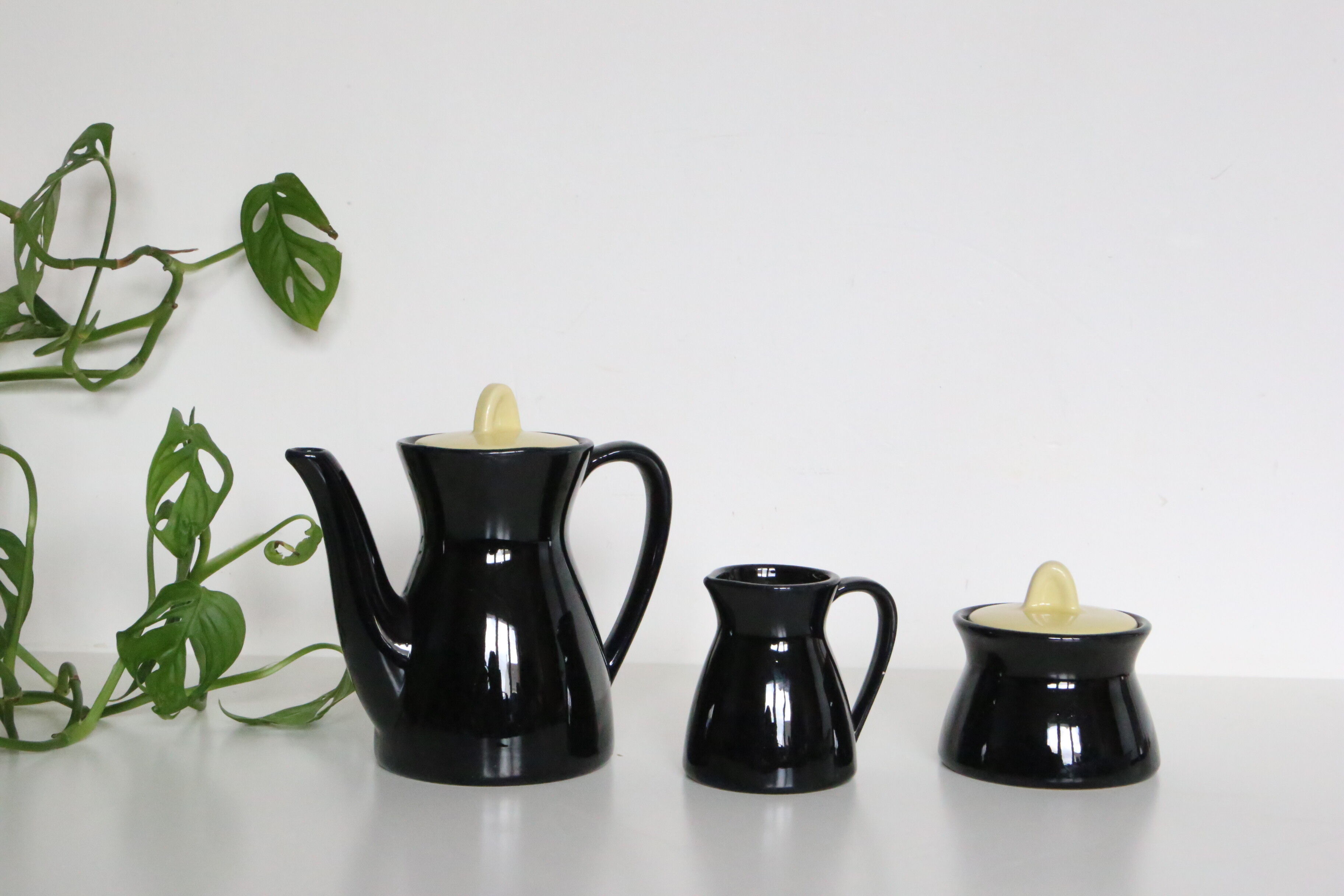 Waku coffee maker, milk and sugar pot, heat-resistant, German ceramics, Vintage