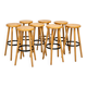 8 mid-century modern bar stools in beech and hammered iron.
