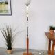 Lampadaire art déco Mazda chrome bois opaline