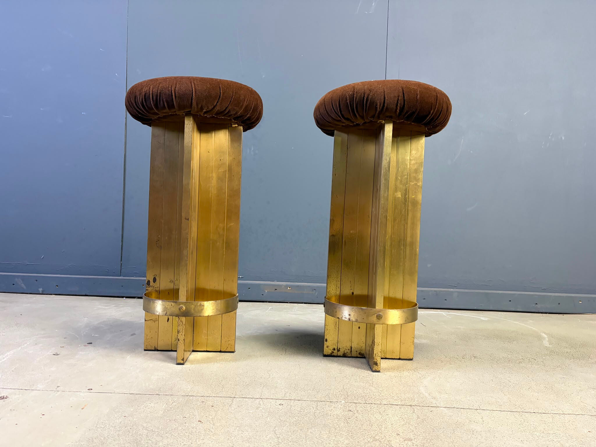 Vintage Italian brass bar stools, 1970s