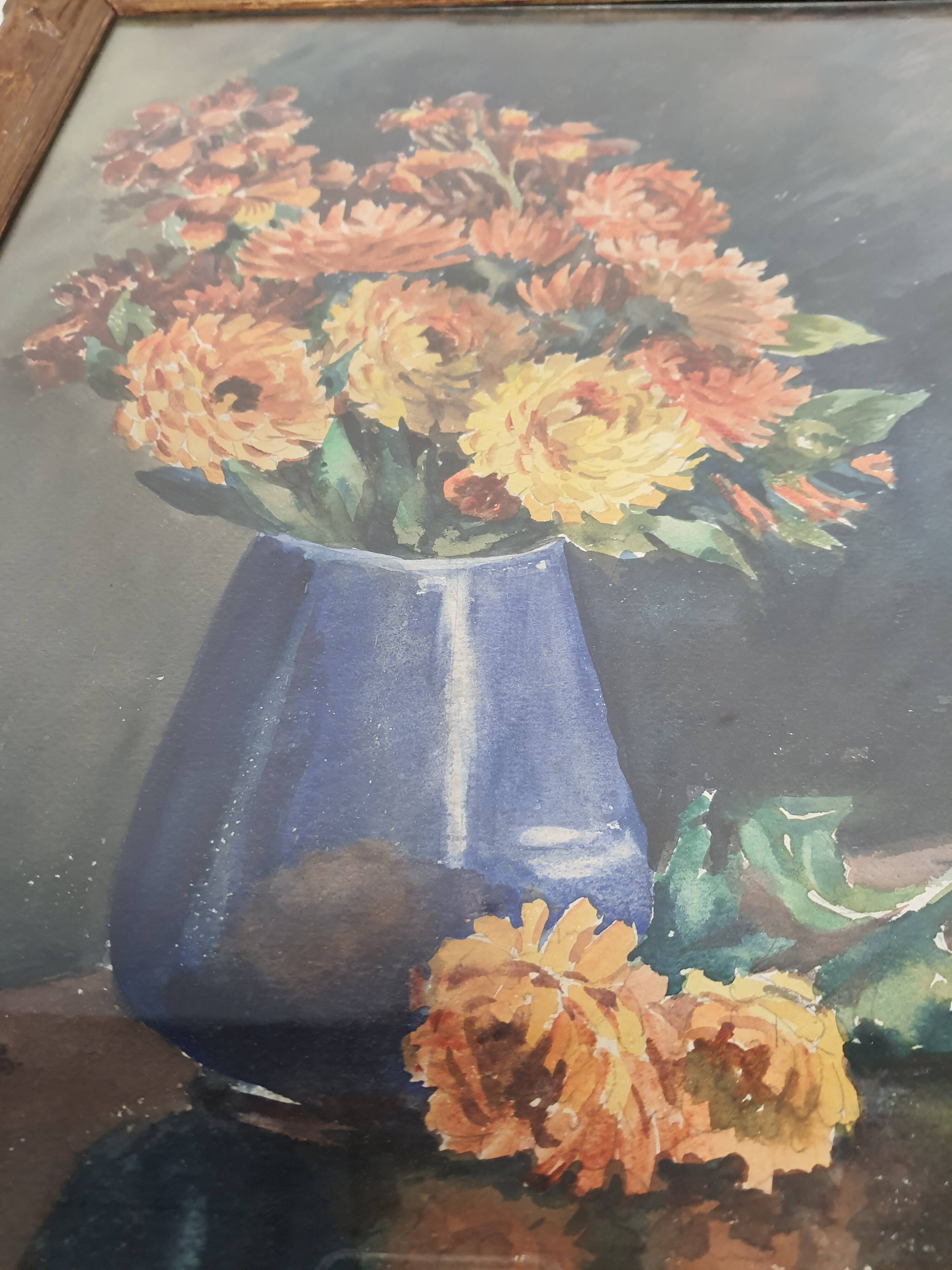 Bouquet of old watercolor flowers