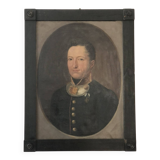 Peinture de portrait militaire antique de grand format d'un baron allemand, 1870