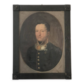 Peinture de portrait militaire antique de grand format d'un baron allemand, 1870