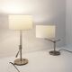 Pair of brushed steel table lamps with adjustable tilt - United Kingdom