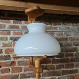 Vintage pendant lamp with opaline "your home" by Guillerme & Chambron