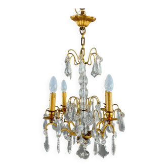 Lustre en cristal et bronze doré, début XXe siècle
