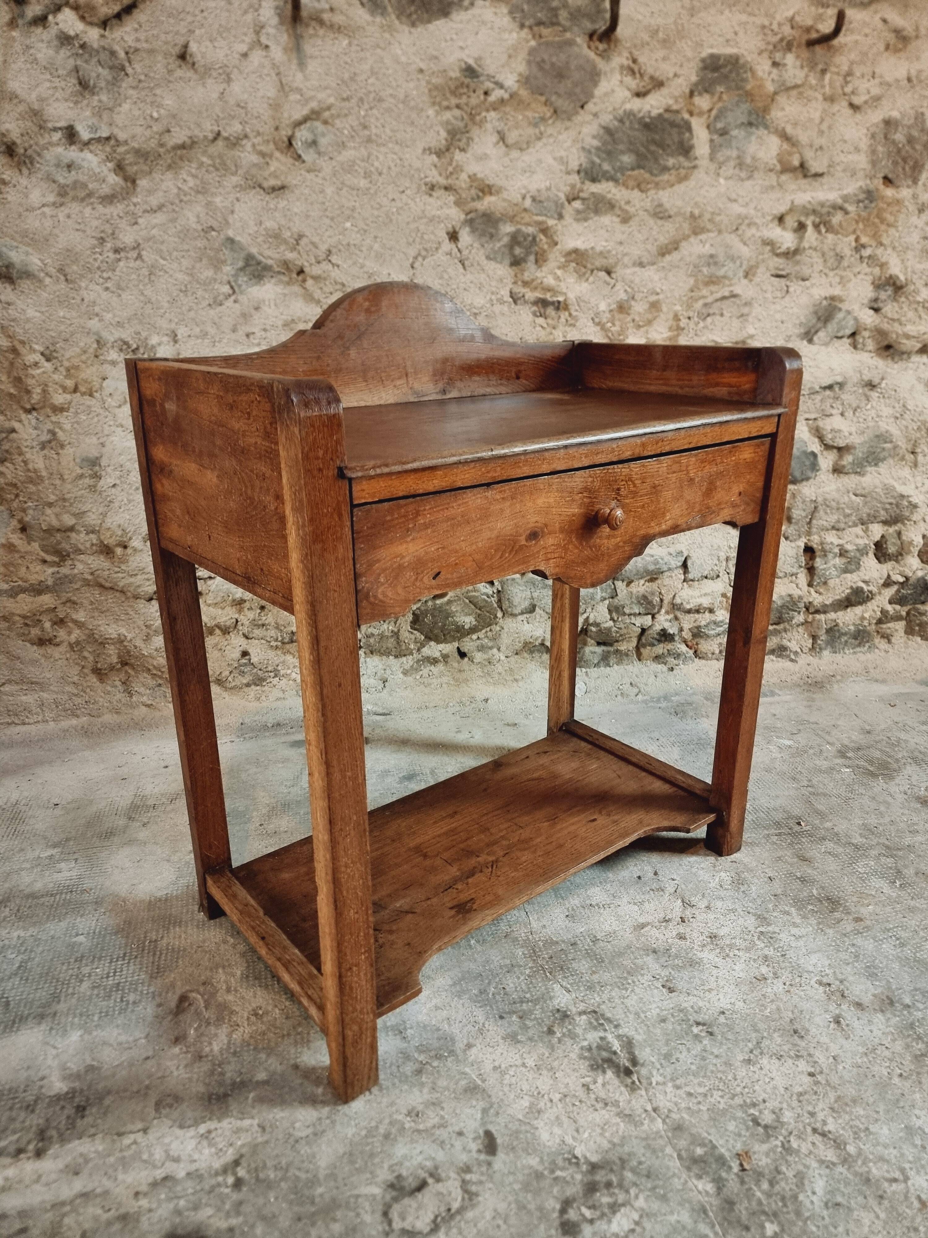 Antique Oak Washbasin Console – 1900-1920