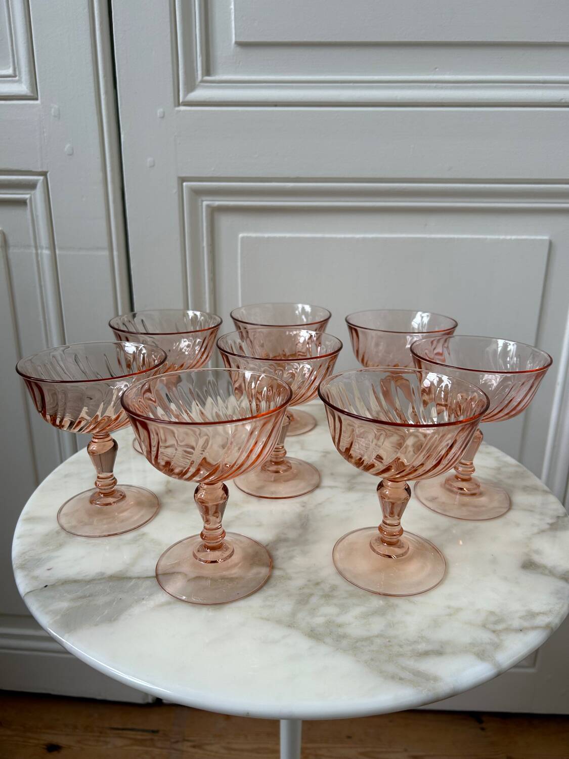 Series of 8 Rosaline champagne glasses